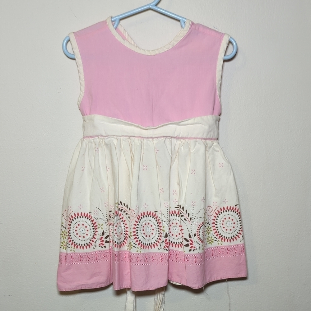 Pink and White Dress with Sash 100% Cotton Girls Size 5